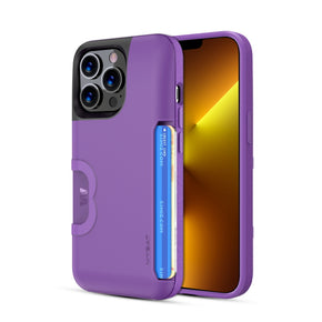 Apple iPhone 13 Pro (6.1) Slide Series Hybrid Case (with Card Holder) - Purple