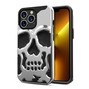 Apple iPhone 13 Pro (6.1) Skullcap Hybrid Protector Cover - Silver Plating / Black