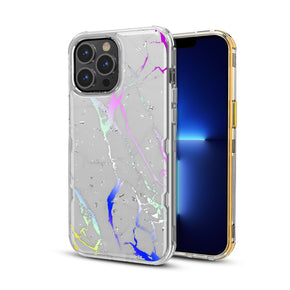 Apple iPhone 13 Pro Max (6.7) TUFF Kleer Hybrid Case - White Marbling / Electroplated Silver