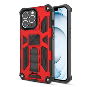 Apple iPhone 13 Pro Max (6.7) Sturdy Magnetic Hybrid Protector Cover (with Stand) - Red / Black