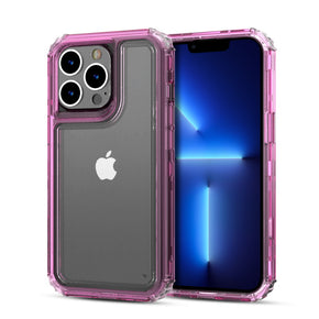 Apple iPhone 13 Pro Max (6.7) Hybrid Protector Cover - Transparent Pink / Transparent Clear