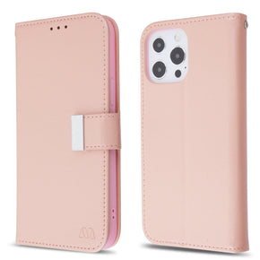 Apple iPhone 13 Pro (6.1) Xtra Series Tri-Fold Wallet Case - Rose Gold/Pink