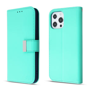 Apple iPhone 13 Pro (6.1) Xtra Series Tri-Fold Wallet Case - Teal Green/Dark Blue