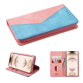Apple iPhone 13 Pro (6.1) Splicing MyJacket Wallet Case - Pink / Blue
