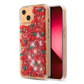 Apple iPhone 14 Plus (6.7) Quicksand Glitter Hybrid Protector Cover - Cherry