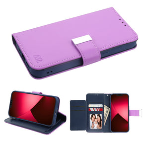 Apple iPhone 14 Plus (6.7) Xtra Series Tri-Fold Wallet Case - Purple/Dark Blue