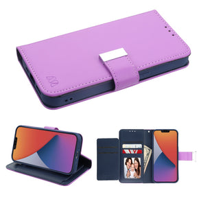 Apple iPhone 14 (6.1) Xtra Series Tri-Fold Wallet Case - Purple/Dark Blue