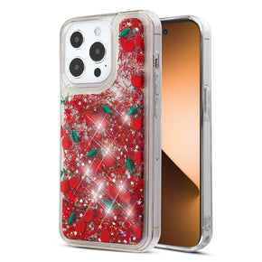 Apple iPhone 14 Pro (6.1) Quicksand Glitter Hybrid Protector Cover - Cherry