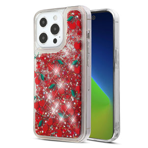 Apple iPhone 14 Pro Max (6.7) Quicksand Glitter Hybrid Protector Cover - Cherry