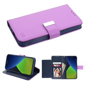 Apple iPhone 14 Pro Max (6.7) Xtra Series Tri-Fold Wallet Case - Purple/Dark Blue
