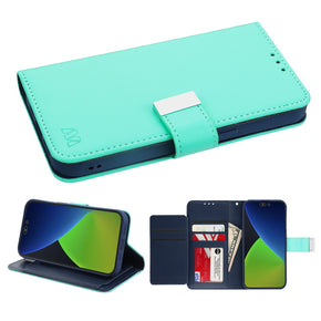 Apple iPhone 14 Pro Max (6.7) Xtra Series Tri-Fold Wallet Case - Teal Green/Dark Blue