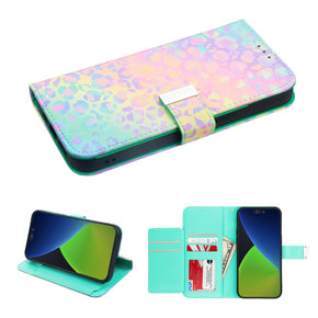 Apple iPhone 14 Pro Max (6.7) Xtra Series Tri-Fold Wallet Case (with RFID Blocking) - Holographic Leopard