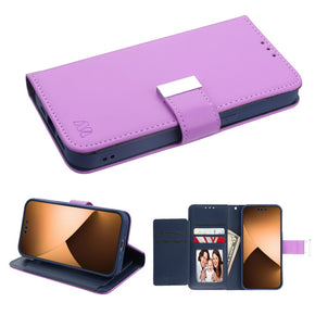 Apple iPhone 14 Pro (6.1) Xtra Series Tri-Fold Wallet Case - Purple/Dark Blue