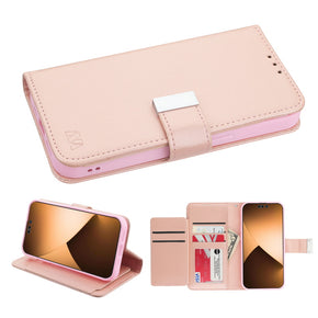 Apple iPhone 14 Pro (6.1) Xtra Series Tri-Fold Wallet Case - Rose Gold/Pink