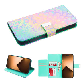 Apple iPhone 14 Pro (6.1) Xtra Series Tri-Fold Wallet Case (with RFID Blocking) - Holographic Leopard