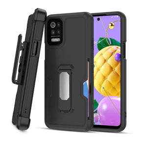 LG K53 / K52 Grip Stand Pro Case Combo (w/ Holster & Card Wallet)