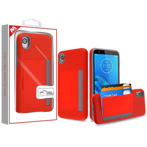 Motorola Moto E6 Pocket Hybrid Case with Card Slots - Red