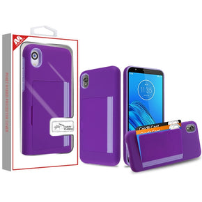 Motorola Moto E6 Pocket Hybrid Case with Card Slots - Purple