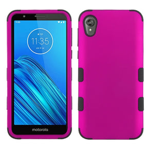 Motorola Moto E6 TUFF Hybrid Case - Titanium Hot Pink / Black