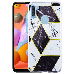 Samsung Galaxy A11 Electroplated Design Fusion Protector Cover - Black Marble