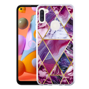 Samsung Galaxy A11 Electroplated Design Fusion Protector Cover - Purple Marble