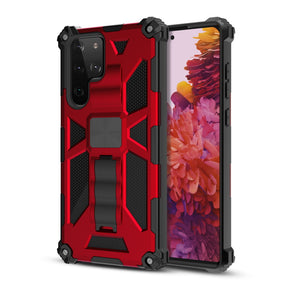 Samsung Galaxy S22 Ultra Sturdy Magnetic Hybrid Protector Cover (with Stand) - Red / Black