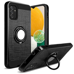 Samsung Galaxy A13 5G Textured Hybrid Case (with Magnetic Ring Stand) - Black