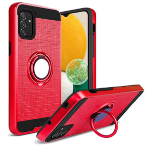 Samsung Galaxy A13 5G Textured Hybrid Case (with Magnetic Ring Stand) - Red