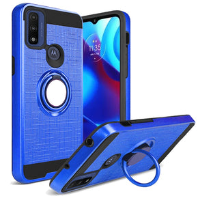 Motorola Moto G Pure Textured Hybrid Case (with Magnetic Ring Stand) - Blue/Black