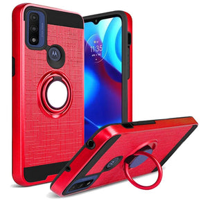 Motorola Moto G Pure / Moto G Power (2022) Textured Hybrid Case (with Magnetic Ring Stand) - Red/Black