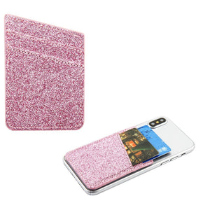 Glittering Adhesive Card Pocket Pouch - Pink