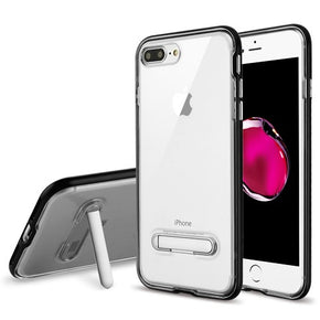 Apple iPhone 8/7 Plus Hybrid Protector Cover (with Magnetic Metal Stand) - Black / Transparent Clear