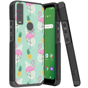 Cricket Ovation 3 / AT&T Motivate Max Tough Slim Hybrid Case (with Built-in Magnetic Plate) - Flamingo