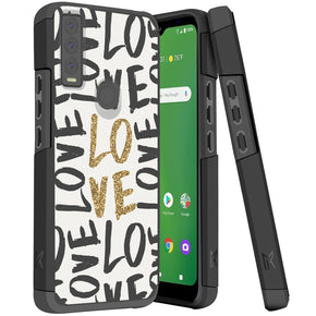Cricket Ovation 3 / AT&T Motivate Max Tough Slim Hybrid Case (with Built-in Magnetic Plate) - Love