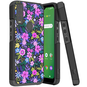 Cricket Ovation 3 / AT&T Motivate Max Tough Slim Hybrid Case (with Built-in Magnetic Plate) - Mystical Floral Bloom