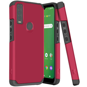 Cricket Ovation 3 / AT&T Motivate Max Tough Slim Hybrid Case (with Built-in Magnetic Plate) - Dark Pink