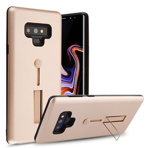 Samsung Galaxy Note 9 Finger Grip Hybrid Protector Cover (w/ Silicone Strap and Metal Kickstand) - Rose Gold / Black