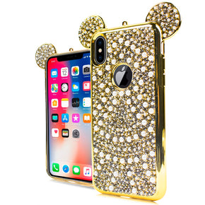 Apple iPhone XS/X Hybrid Diamond Pearl TEDDY Case Cover