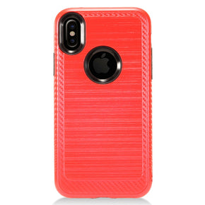 Apple iPhone XS/X CS3 Brushed Metal Hybrid Case - Red