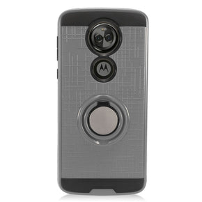 Motorola Moto E5 Plus / Moto E5 Supra RS2 Brushed Metal Hybrid Case with Ring Stand - Grey