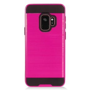 Samsung Galaxy S9 CS3 Brushed Metal Hybrid Case - Hot Pink