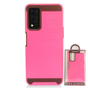 T-Mobile REVVL V+ 5G CS3 Brushed Metal Hybrid Case - Hot Pink