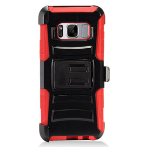 Samsung Galaxy S8 PR Hybrid Armor Case with Holster - Red