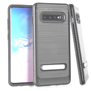 Samsung Galaxy S10 Plus Brushed Metal Stand Case - Grey