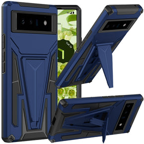 Google Pixel 6 Pro Alien Design Hybrid Case (with Magnetic Kickstand) - Blue / Black