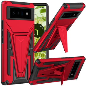 Google Pixel 6 Pro Alien Design Hybrid Case (with Magnetic Kickstand) - Red / Black