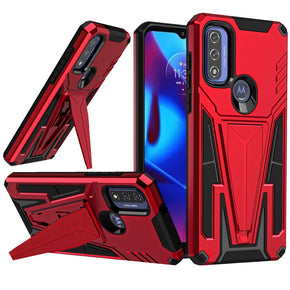 Motorola Moto G Pure / Moto G Power (2022) Alien Design Hybrid Case (with Magnetic Kickstand) - Red