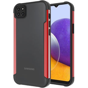 Samsung Galaxy A22 5G / Boost Celero 5G Aluminum Alloy Bumper Transparent Hybrid Case - Red