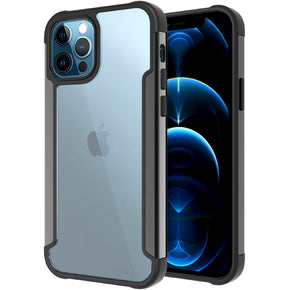 Apple iPhone 13 Pro Max (6.7) Aluminum Alloy Bumper Transparent Hybrid Case - Black