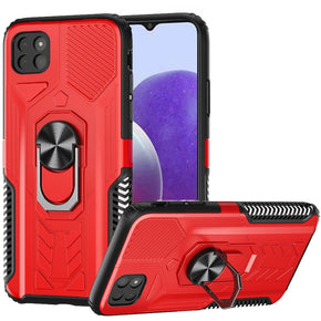Samsung Galaxy A22 5G / Boost Celero 5G AQUA Hybrid Case (with Magnetic Ring Stand) - Red/Black